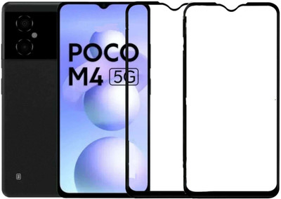 pikka Edge To Edge Tempered Glass for Poco M4 5G Clearance Premium Tempered Glass Full Adhesive Glass with Installation kits(Pack of 2)