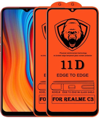 RUAM Edge To Edge Tempered Glass for REALME C3(Pack of 2)