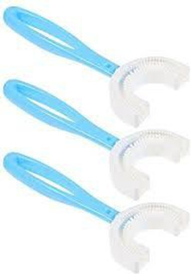CareHut U-Shaped Toothbrush For Kids Food Grade Soft Silicone Toothbrush multicolour Extra Soft Toothbrush(Pack of 3)