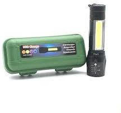 R A Products LED Zoom Aluminium Mini Flashlight Waterproof USB Rechargeable Powerful Torch Torch(Black, 12 cm, Rechargeable)