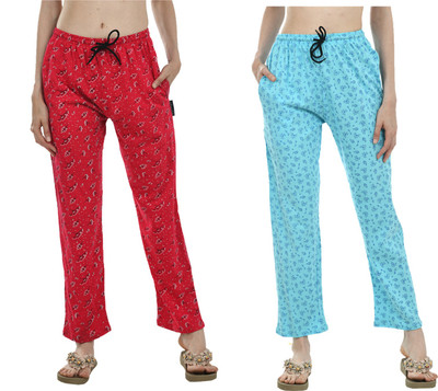 KAVYA Printed Women Red, Blue Track Pants