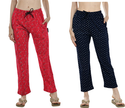 IndiWeaves Printed Women Blue, Red Track Pants