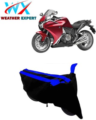 WEATHER EXPERT Two Wheeler Cover for Honda(VFR 1200F, Black, Blue)