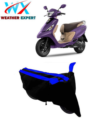 WEATHER EXPERT Waterproof Two Wheeler Cover for TVS(Scooty Zest 110, Black, Blue)