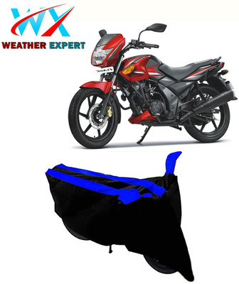WEATHER EXPERT Two Wheeler Cover for TVS(Flame SR125, Black, Blue)