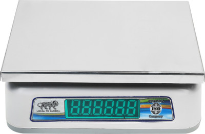 NIBBIN Stainless Steel 30kg x 2g, Chargeable Front & Back Display for Shops, Restaurant Weighing Scale(White)