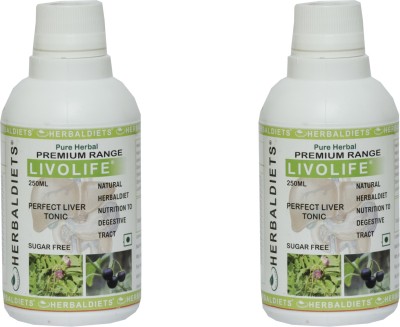 HERBALDIETS Ayurvedic Liver Protector Livolife Liver Tonic (Sugar Free) 250ml ( PACK OF 2)(Pack of 2)