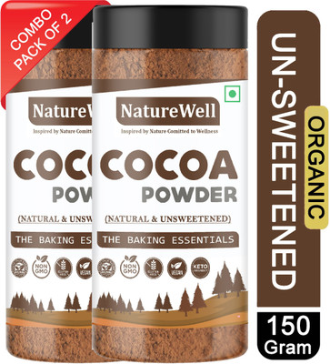 Naturewell Pack of 2 Cocoa Powder Extra Dark Milkshake and Unsweetened Cocoa Powder Cocoa Powder(2 x 150 g)