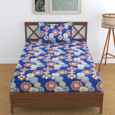 Homefab India 140 TC Microfiber Single Printed Flat Bedsheet(Pack of 1, Multicolor)