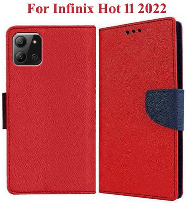 Mehsoos Flip Cover for Infinix Hot 11 2022(Red, Dual Protection, Pack of: 1)