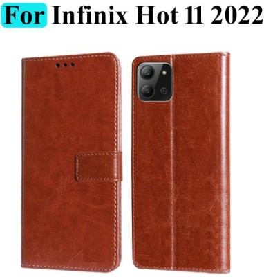 Mashgul Flip Cover for Infinix Hot 11 2022(Brown, Shock Proof, Pack of: 1)