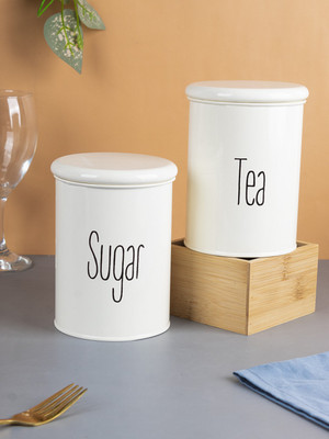 StatueStudio Iron Utility Container  - 900 ml(Pack of 2, White)