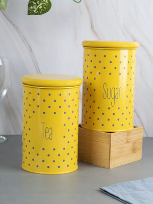 StatueStudio Iron Utility Container  - 900 ml(Pack of 2, Yellow)