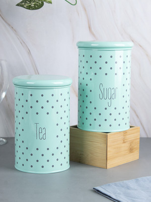 StatueStudio Iron Utility Container  - 900 ml(Pack of 2, Green)