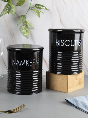 StatueStudio Iron Utility Container  - 1700 ml(Pack of 2, Black)