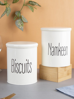 StatueStudio Iron Utility Container  - 1700 ml(Pack of 2, White)