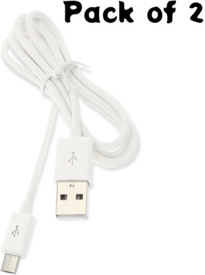 BIGGEAR Micro USB Cable 1 m 2 Pcs MICRO USB DATA CABLE 2.4 AMP SYC FAST DATA TRANSFER SPEED(Compatible with ALL ANDROID MOBILE, White, Pack of: 2)