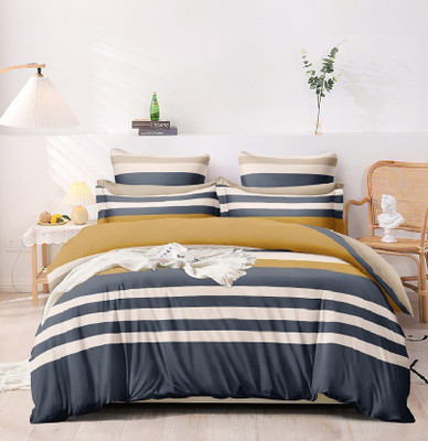 Linemates Cotton Double King Sized Bedding Set(MULTI-1, Glace Cotton AC Comforter Set King Size Double Bed with 1 Flat bedsheet-225x250 cm inch and 2 Pillow Covers)