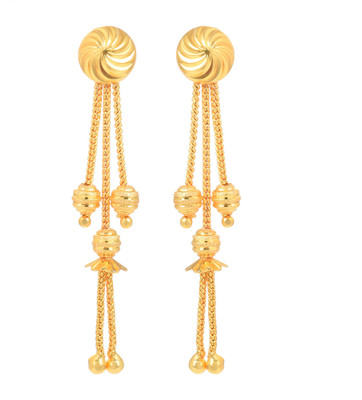 Dzinetrendz Brass Goldplated Stud with Ball Bead strand Danglers purpose Fashion earrings Brass Drops & Danglers
