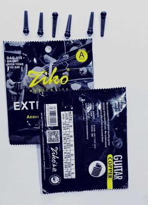 Ziko Acoustic BLACK AND BRIDGE PIN Guitar String(6 Strings)
