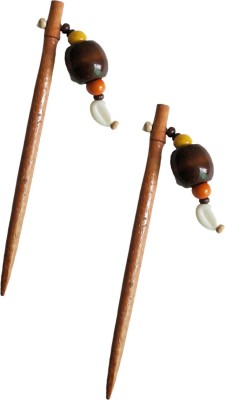 salvusappsolutions Wooden Hair Stick design with wooden beads for Girls & Womens, set-2(12 cm) Bun Stick(Brown)