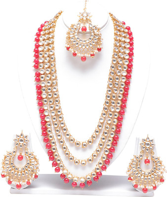 Swarajshop Alloy Gold-plated Red Jewellery Set(Pack of 1)