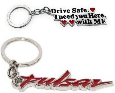 Deethyas Fashion Pack of 2 Bike Red Metal Keychain And Drive safe I need You Here with me Metal Key Chain