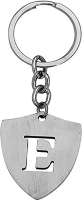 AFH E' Alphabet Initial Letter Personalized Silver Stainless Steel Decorative Gift Key Chain
