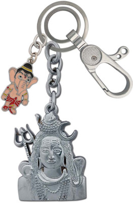 HANDSOME ISK Double Side Shiv Ji With Ganesha Locking Hook Key Chain