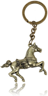 WHITE POPCORN Antique Running Golden Horse Keychain Key Chain