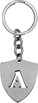 AFH A' Alphabet Initial Letter Personalized Silver Stainless Steel Decorative Gift Key Chain