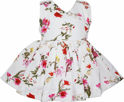 harshvardhanmart Baby Girls Midi/Knee Length Casual Dress(White, Sleeveless)