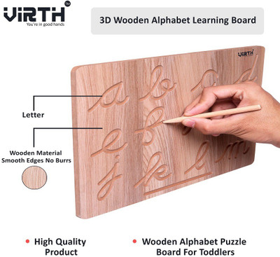 Virth English Cursive Alphabet Board | Teach Your Child About Cursive Alphabet |(Brown)