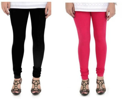 Riyansh Fashion Churidar  Western Wear Legging(Black, Pink, Solid)