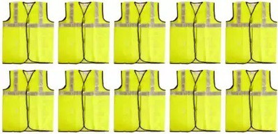 bellstone Safety Jacket with Good Quality reflecting Tap Green Pack of 10 Safety Jacket(Yellow)