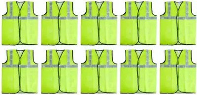 bellstone Safety Jacket with Good Quality reflecting Tap Green Pack of 10 Safety Jacket(Green)