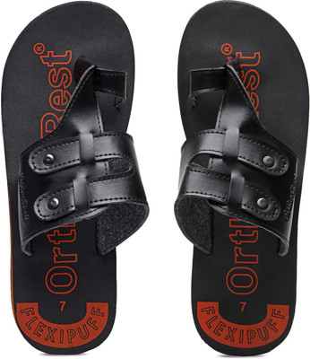 Ortho + Rest Soft Orthopedic Slipper for Men|Diabetic, Heel Pain Relief, Anti-Skid Daily Use Men Sandals(Black , 6 UK/India)