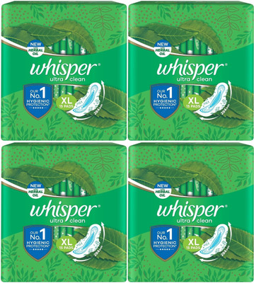 Whisper ultra clean XL ( 15+15+15+15 pads ) Sanitary Pad (Pack of 4)