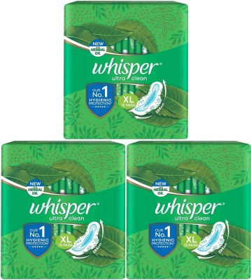 Whisper ultra clean XL ( 15+15+15 pads ) Sanitary Pad  (Pack of 3)