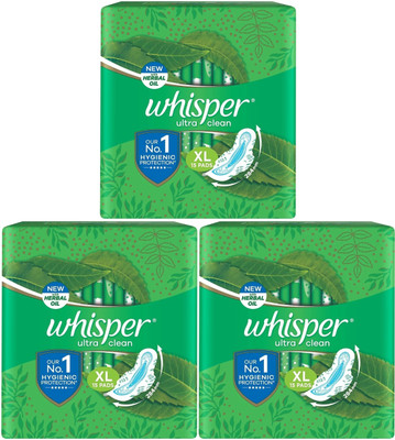 Whisper ultra clean XL ( 15+15+15 pads ) Sanitary Pad (Pack of 3)