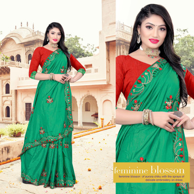 jayant creation Embroidered Bollywood Silk Blend Saree(Green)