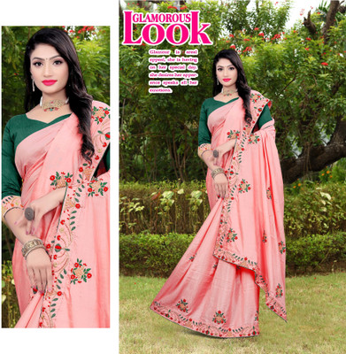 jayant creation Embroidered Bollywood Silk Blend Saree(Pink)