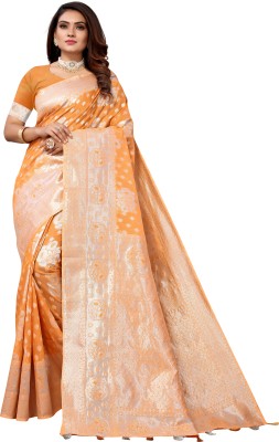 Vaishnavi Fashion Self Design Banarasi Pure Silk Saree(Mustard)