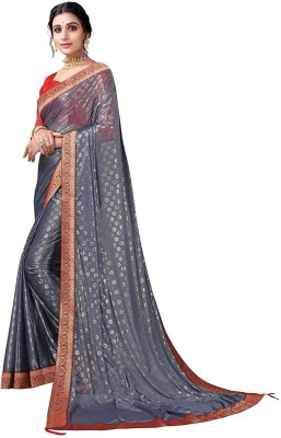 MR HOUSE Floral Print Bollywood Lycra Blend Saree(Grey)