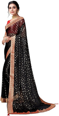 Kailash Printed Bollywood Lycra Blend Saree(Black)