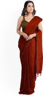 Santoshi Woven Handloom Cotton Silk Saree(Brown)