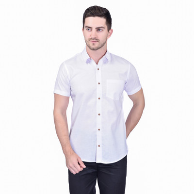 PRINTCULTR Men Solid Festive White Shirt