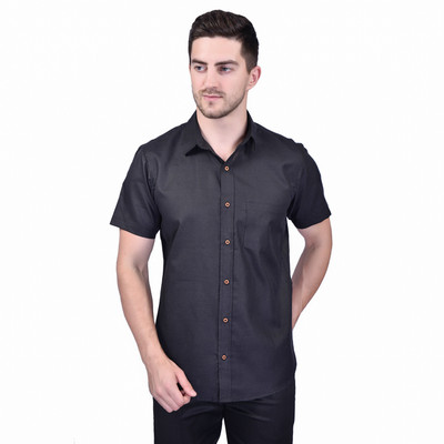 PRINTCULTR Men Solid Festive Black Shirt
