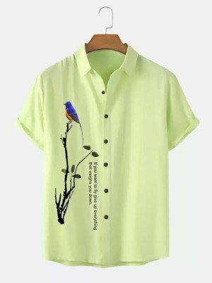 Gela Fashion Men Printed Casual Light Green Shirt