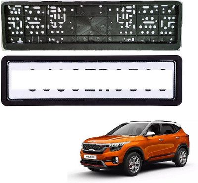SPREADX Car number plate frame protective holder Front & Back Side for Kia Seltos Car Number Plate(Plastic 14 cm  x  2 cm)